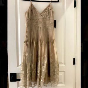 eci Gold Empire Waist Romantic Dress
